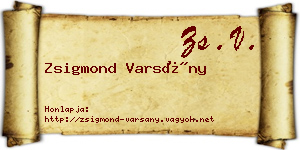Zsigmond Varsány névjegykártya